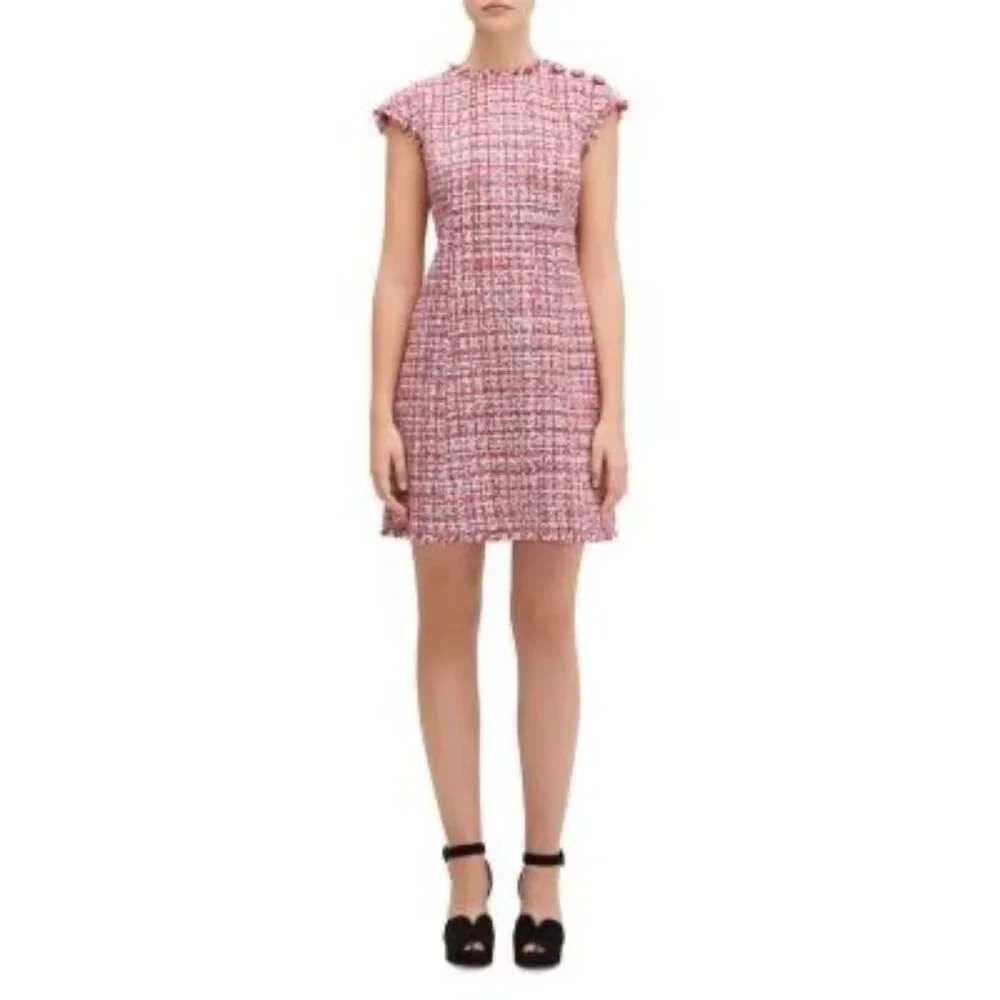 KATE SPADE~TEXTURED TWEED DRESS~Knee Length Short Sleeveless Pink SIZE 6